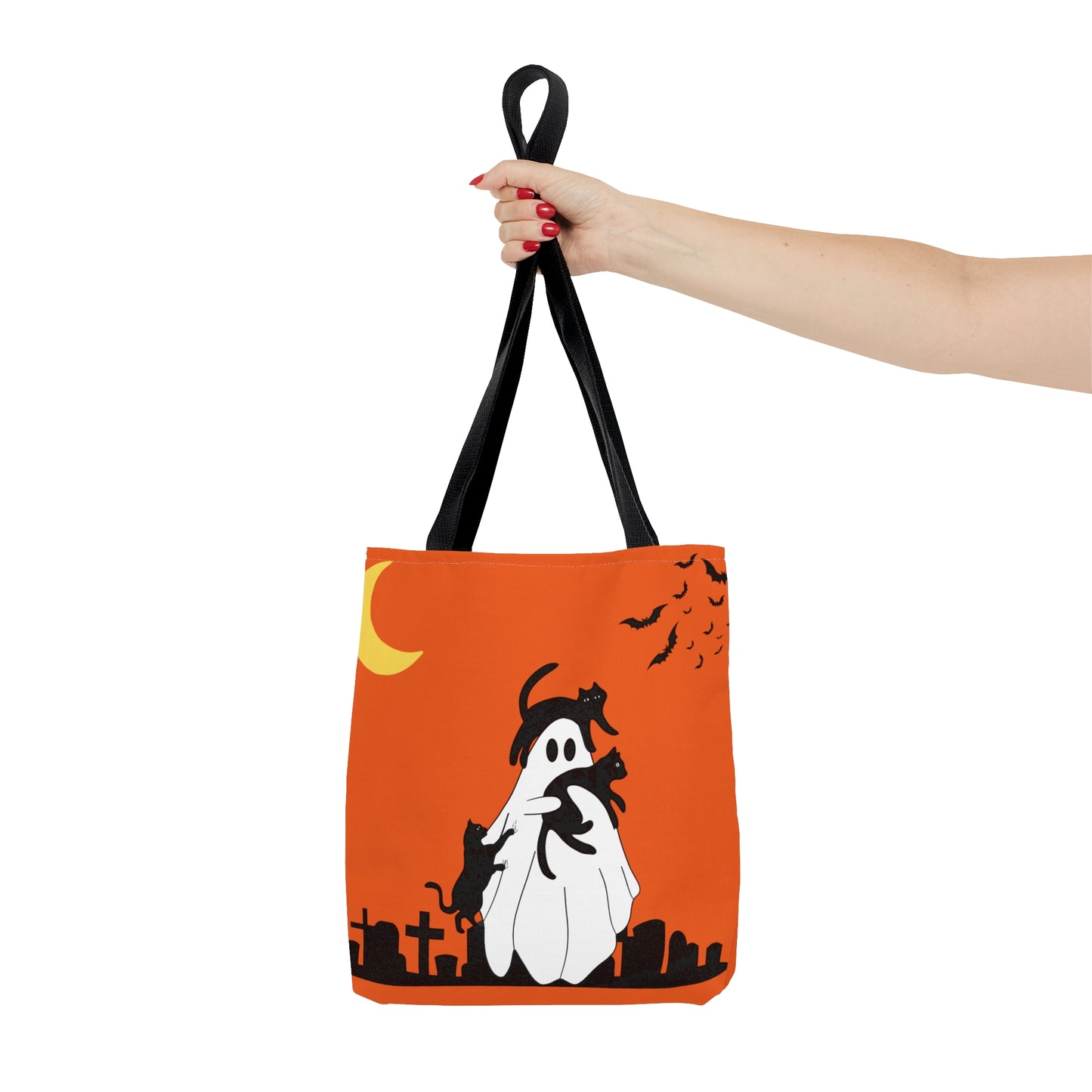 Halloween Ghost with Cats Tote Bag